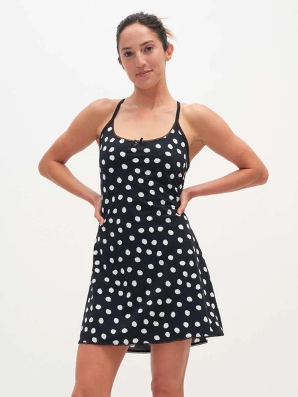 Outdoor Voices Black and White Polka Dot Club Exercise Dress
